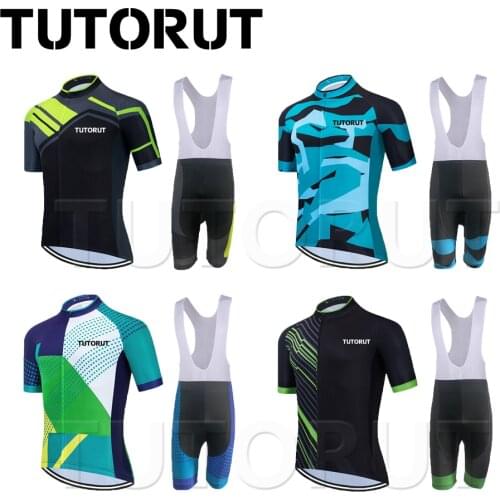 TUTORUT Cycling Sets Men Short Sleeve Cycling Jersey Set Quick Dry Bib Shorts Bike Clothes MTB Bicycle Sportswear Breathable