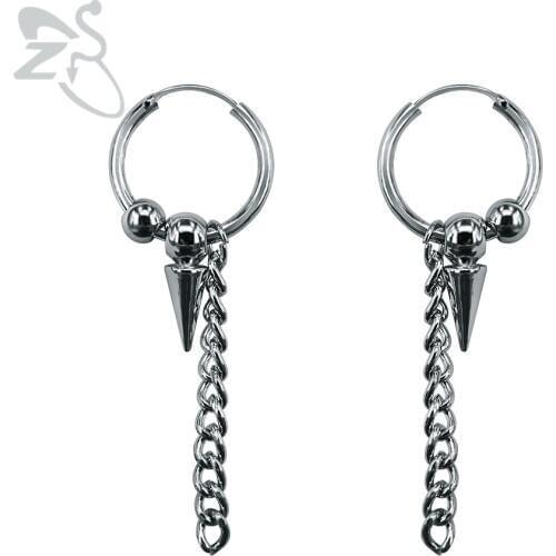 Kpop G-Dragon Men Earrings Cone Ball Long Tassels Punk Hiphop Round Earring Biker GD Mens Jewellery Korea Boy Pendientes Hombre