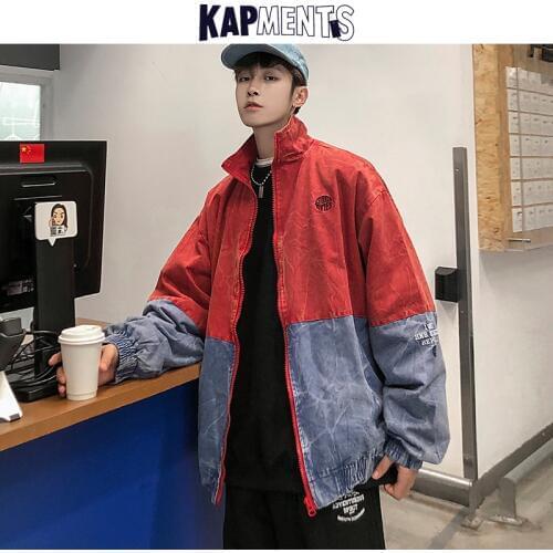 KAPMENTS Men Oversize Patchwork Jackets Windbreaker 2020 Man Streetwear Harajuku Kpop Coats Couple Korean Fashion Bomber Jackets