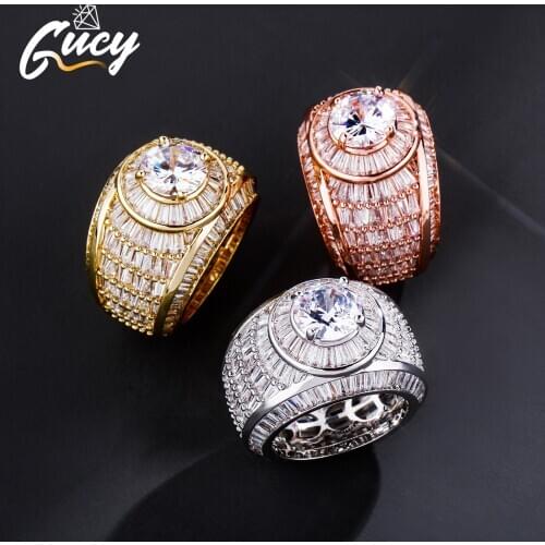 Fashion Hip Hop Jewelry Rings Micro Paved Iced Out Cubic Zircon Gold Silver Color Personality Rings For Men Women Gifts