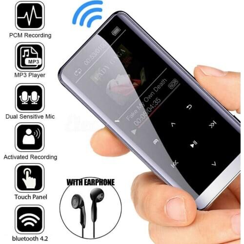 Bluetooth 4.2 Touch Screen MP3 Player Voice Recorder 1.8 inch Mini Portable HIFI 5D Music Player 8GB Ultra thin MP3 Player