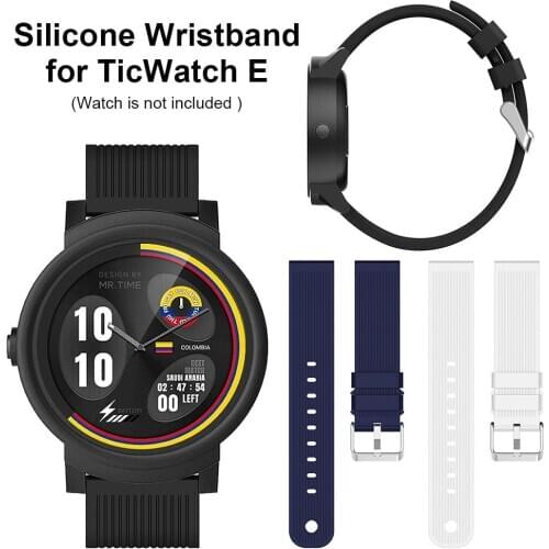 Soft Silicone Wristband Watch Band Straps For TicWatch 2 TicWatch E 20mm Replacement Band Unisex Smart Accessories