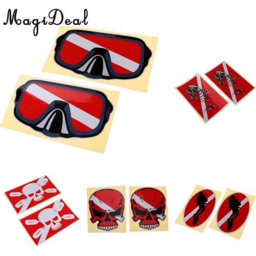 Set 2 Large Waterproof Reflective Scuba Diving Tank Cylinder Fin Flippers Stickers Decals Accessories