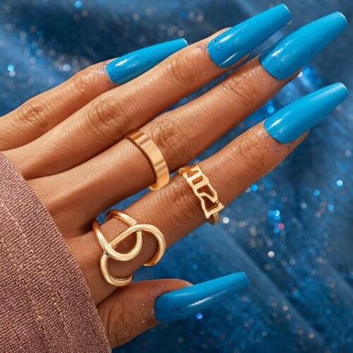 Tocona 3pcs/sets Boho Wave Joint Ring Sets for Women 2021 Geoemtry Cross Gold Color Alloy Metal Party Jewelry кольца 17730
