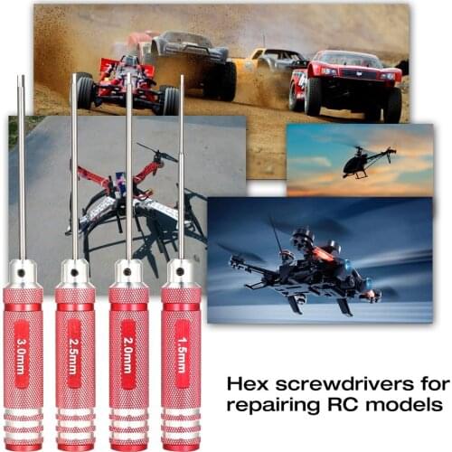 4pcs Hex Screwdriver Set 1.5 2.0 2.5 3.0mm Titanium Plating Hardened Tools Kit For RC Helicopter HSP Traxxas Car Racing Drone