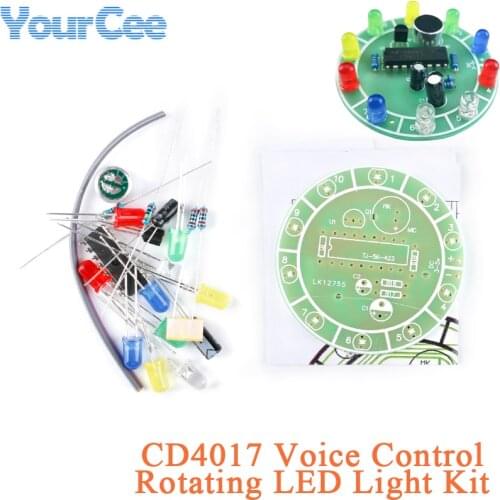 Diy CD4017 Voice Control Rotating Colorful LED Light Kit Electronic Manufacturing Diy Spare Parts Electronic Welding Assembly