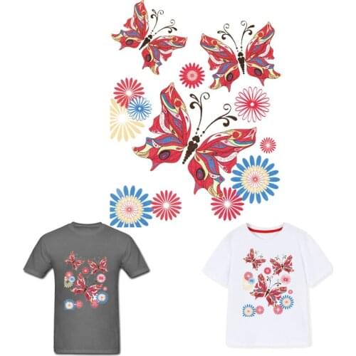 Butterfly Patch Iron-on Transfers for Clothing Thermoadhesive Patches on Clothes Fabric Adhesive Stickers Applique Stripe Dress