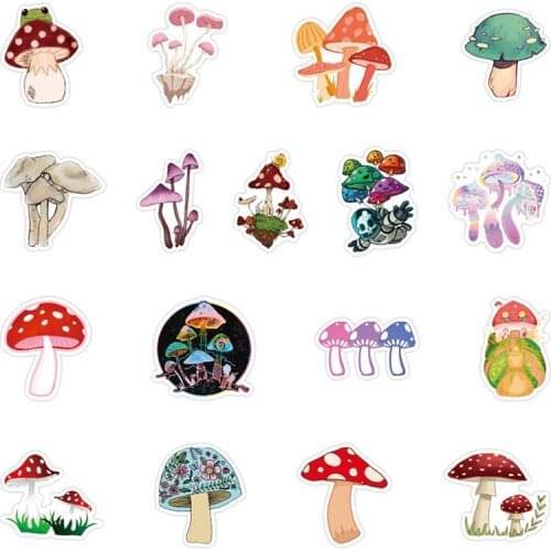 50 Pcs Mushroom Pattern Graffiti Stickers DIY Color Scrapbook Photo Album Notebook Diary Card Decoration Stickers