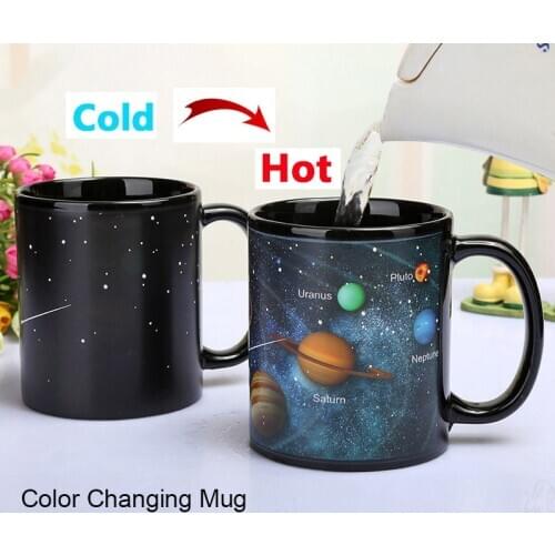 New Ceramic Cups Changing Color Mug Milk Coffee Mugs Friends Gifts Student Breakfast Cup Star Solar System / Earth World Map Mug