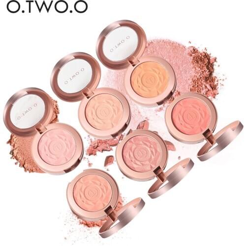 O.TWO.O Face Blusher Powder Peach Pink Makeup Blush Rouge Cheek Blusher Powder Minerals Blusher Brush Palette Natural Blush