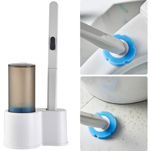 Disposable Bathroom Toilet Brush Cleaner With Long Handle No Dead Corner Cleaning Brush With Replacement Brush Head For Bathroom
