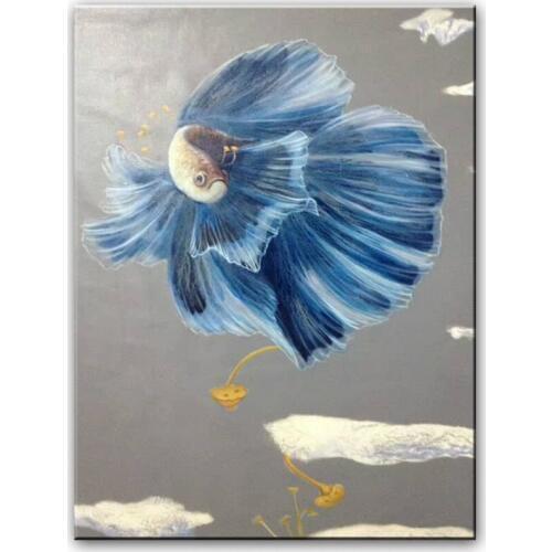 Original oil painting Dancing goldfish painter original paintings decoration painting Custom-made oil painting 16110727