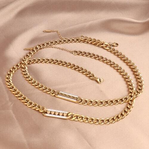 Stainless Steel Necklace Thick Chain Necklace For Women Necklace Punk Chain Choker Necklace Gold Heart Star Necklace Jewelry