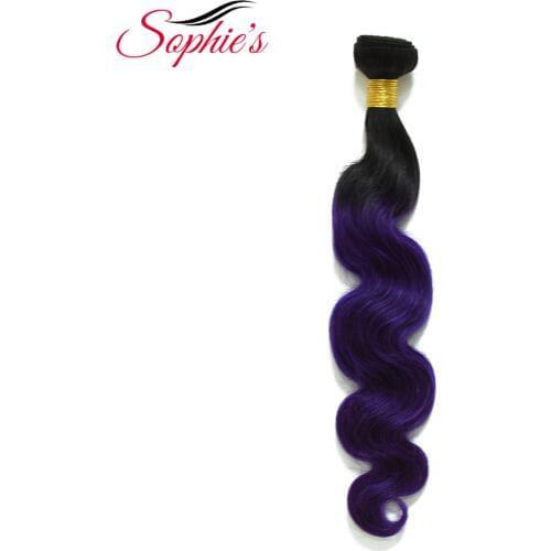 Sophies Pre-colored Ombre T1B/Purple Color 1 Bundles Hair Malaysian Human Hair Non-Remy Body Wave Hair Sew In Hair Extensions