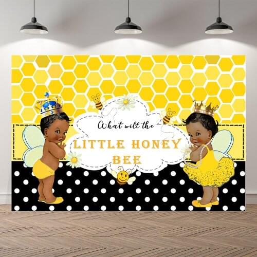 Seekpro Honey Cute Bees Boy or Girl Baby On The Way Party Backdrop Customized Kids Birthday Decorations Background Photocall