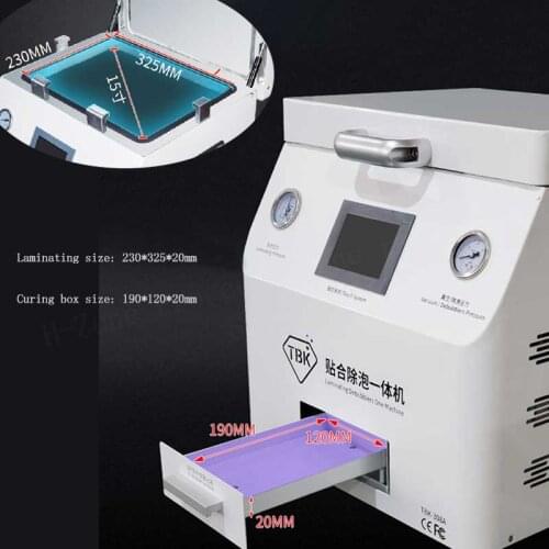 TBK 308A PRO 15 inch OCA Lamination Machine Vacuum Pump Laminating LCD Screen With Bubble Remover for ipad Straight edge screen