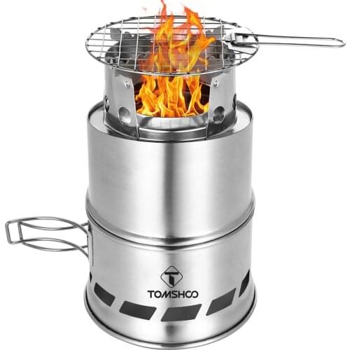 TOMSHOO Camping Stove Stainless Steel Windproof Gas Burner Stove Outdoor Camping Hiking Picnic BBQ Accessories Burning Container