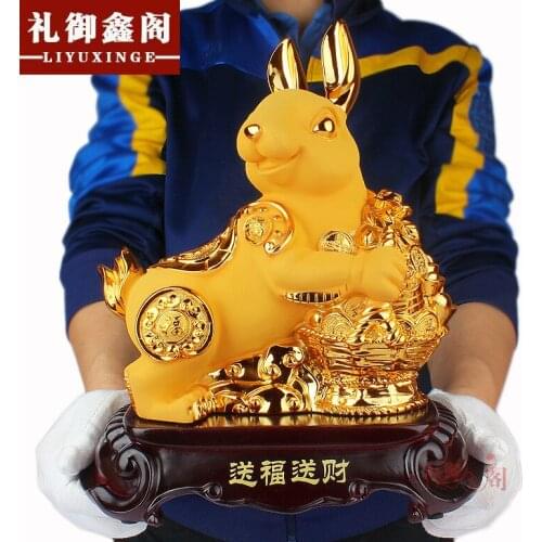 Golden rabbit lucky rabbit Mid Autumn Festival gold ornaments crafts decoration light decoration Feng Shui birthday gift