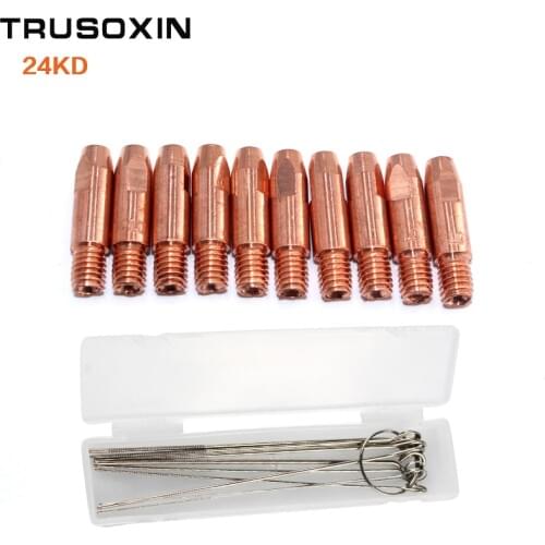 10 Pcs of 24KD MAG MIG Welding Torch Tips the MIG MAG CO2 Welding Machine/Welding Tool Accessories with 1Box Dredge Neeles
