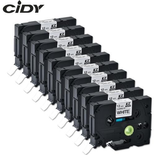 Cidy 10pcs Black on White TZ FX231 TZ-FX231 Compatible Flexible Tze Label Tapes Tze-FX231 TZe FX231 for Brother Label Printer