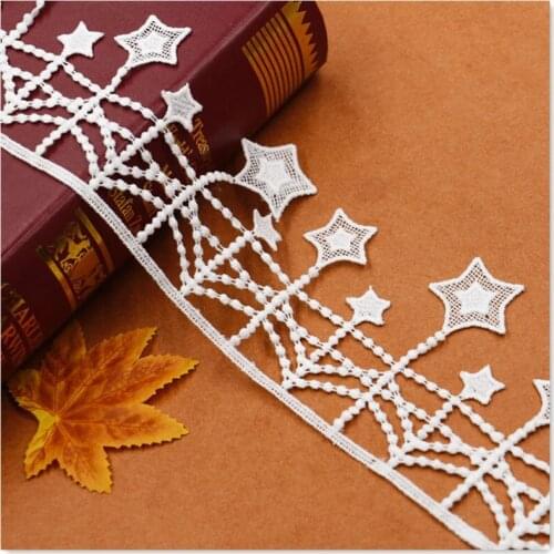 15Yards Water Soluble Star Tassel Lace Trim Ribbon Fabric Applique Embroidery Handmade DIY Clothes Wedding Dress Sewing Craft