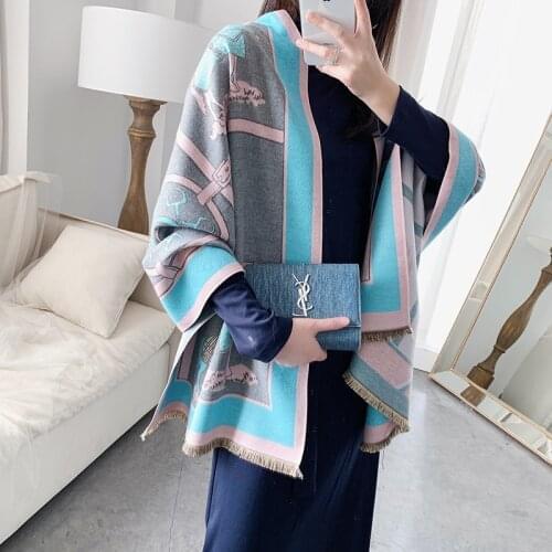 2020 Spring and Autumn Warm Cashmere Scarf Women European Air-conditioned Room Shawl Carriage Chain Retro Thick Scarf