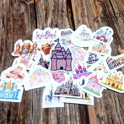 25pcs Cute Cartoon Waterproof Stickers DIY Diary Decorative Stationery Stickers Kids Children Girls Boys Castle Gift Stickers