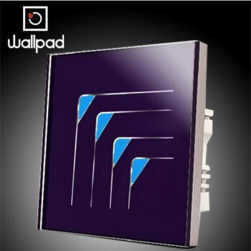 4 Gangs 1 Way Luxury Purple Light Wallpad Single Control touch wall switch LED Backlight Light switches,AC110~250V Free Shipping