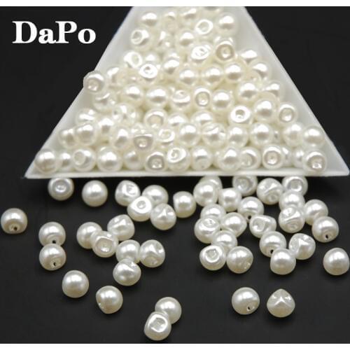 6MM 200Pcs White Imitation Pearls Buttons Side Hole Plastic Clothing Collar Beads Material Decorative Accessories Free Shipping