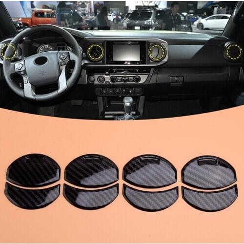 8Pcs/Set Car Air Vent Outlet Cover Trim Fit for Toyota Tacoma 2016 2017 2018 2019 ABS Carbon Fiber Style