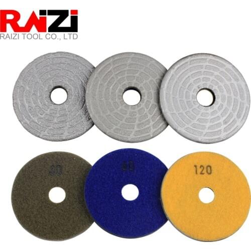 Raizi 4 inch/100mm Vacuum Brazed Diamond Grinding Pad #30#60#120 Abrisave Hook&Loop Backer for Granite Marble Stone Sanding Disc