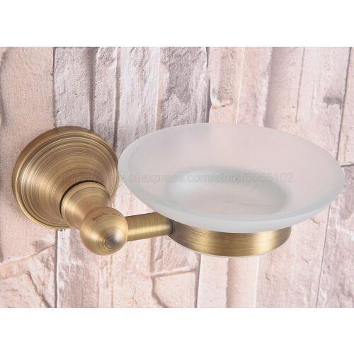 Antique Brass Soap Dispenser Holder, Glass Soap Holder Bathroom Soap Basket Holder Bathroom Accessories zba167