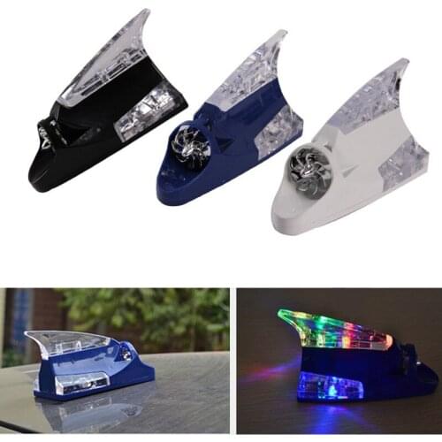 Car Vehicle Wind Power LED Beam Shark Fin Roof Antenna Safety Warning Light Universal Wind Shark Fin