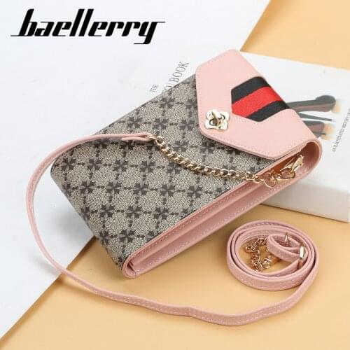 Baellerry New Lady Leather Shoulder Bag Large Capacity Diagonal Mobile Phone Bags Fashion Printing Chain Purse Messenger Wallet