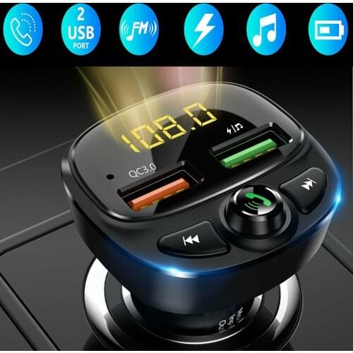 Bluetooth 5.0 Car MP3 Player QC 3.0 Dual USB Fast Charger AUX Adapter Hand Free MP3 Player FM Transmitter For Universal Car