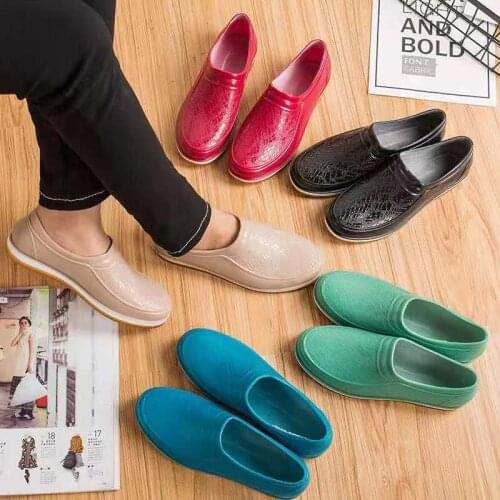 Unisex Water Shoes Household Kitchen Wearing Women Rainboots Antiskid TPR Sole Shallow Boots Galoshes Colors Blue Beige Red