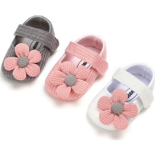 0-18M Kids Baby Boy Girl Shoes Unisex Soft Sole Crib Shoes Flower Cotton Prewalker Shoes
