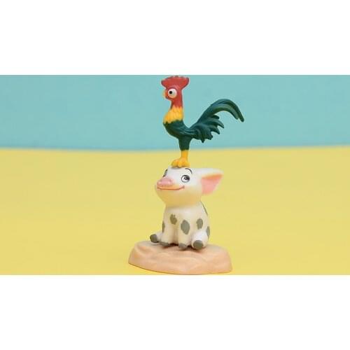 Disney Movie Moana Funny Heihei and Pua the Pig Action Figure Toy Cute Anime Finger Toy Birthday Gifts for Kids