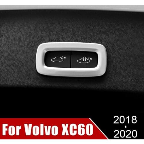 For Volvo XC60 2018 2019 2020 Stainless Steel Car Rear Trunk Switch Button Frame Decoration Cover Trim Interior Accessories