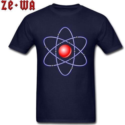 Print Men T-shirt Atom Nucleus T Shirts Geek Chic Designer Clothing For Students Navy Blue 100% Cotton Tops & Tees Summer New