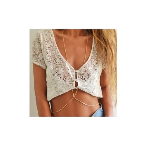 Hot selling fashion women sexy golden chain necklace necklace waist belt chain jewelry women free shipping