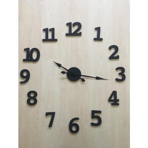 HLO 3d Numerical Wall Clock 2021 New Modern Black Color Wooden MDF Quality Affordable Decorative Horloge Murale Moderne
