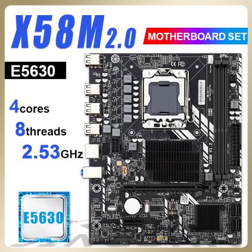 X58 desktop motherboard LGA1366 set kit with Intel xeon E5630 processor Support DDR3 Memory ECC REG / NON ECC RAM