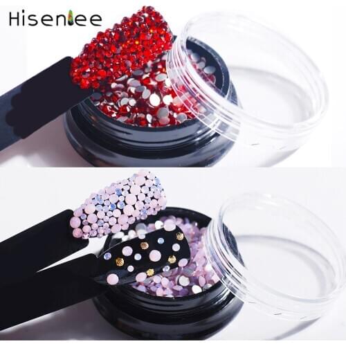 SS3-SS10 mixed small broken glass stone flat back crystal rhinestone box gift 3D charm nail art DIY jewelry decoration design