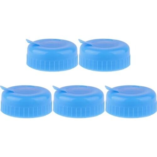 5Pcs Bottle Cover Reusable Non Spill Anti-Splash 55 mm Gallon Drinking Water Bottle Sealing Lid Plastic Screw On Cap Replacement
