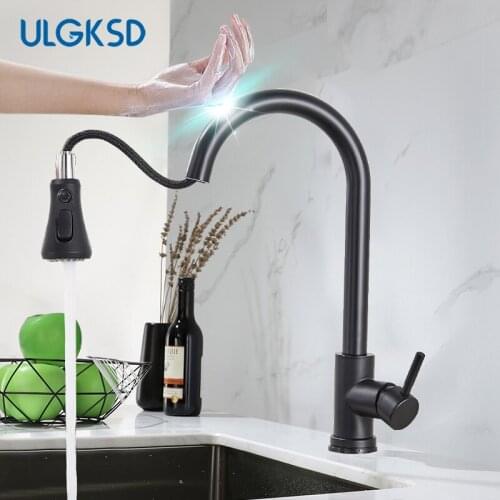 Touch Sensor Kitchen Faucets Pull Out Sensitive Touch Control Mixer Tap 3Ways Sprayer Kitchen Faucet 360 Rotation Hot/Cold Taps