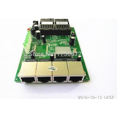 10/100M media converter Switch,4 RJ45+2Fiber 4 RJ45+2(1*9) port,with single mode single fiber 20km