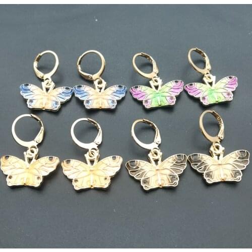 Kpop Cute Vintage Butterfly Drop Earrings Jewelry Clips For Women Girls New Fashion Birthday Party Gift