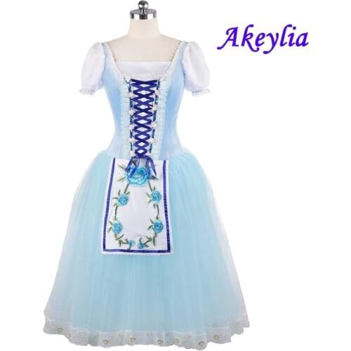 Sky blue Giselle Ballet Dress professional Romantic Ballet Costume Gardeners daughter Long Ballet Skirt Classical Tutu Girl 108