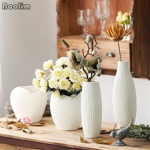 NOOLIM Antique Ceramic Wedding Decorative Vase Modern Vase Artificial Flower Small Pot Home Bedroom Wedding Decoration Vases